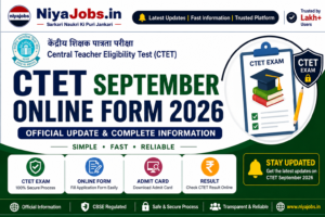 CTET September Online Form 2026 Official Banner by NiyaJobs.in